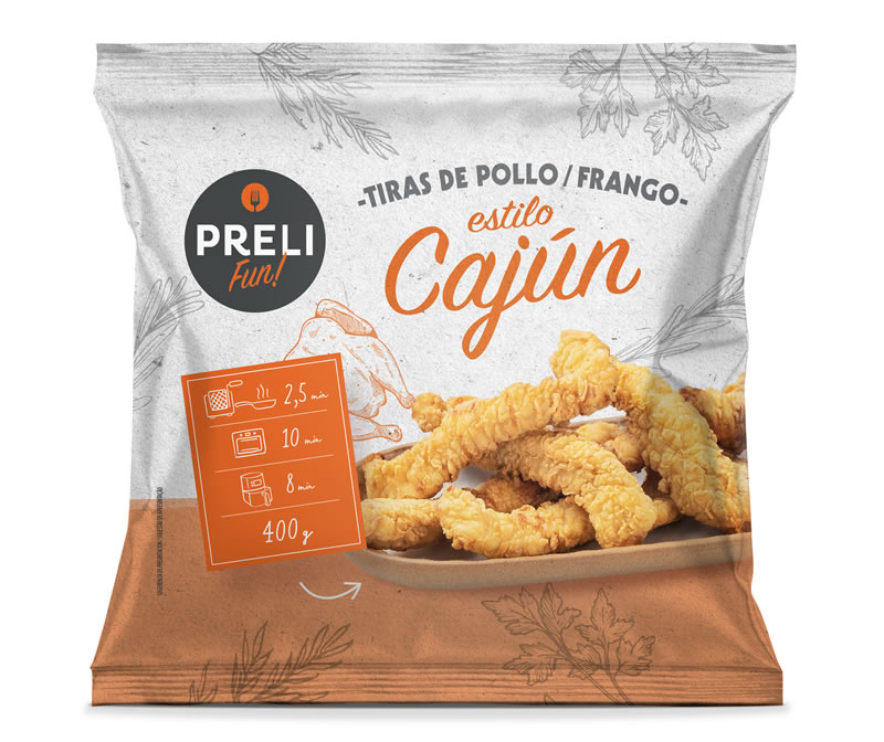 Gama Preli Tiras de frango estilo Cajn ( 10 x 400gr)