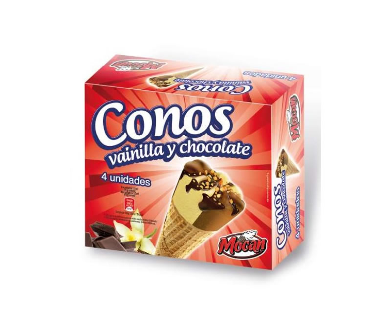 Pack Helado 4 Conos Vainilla y Chocolate